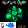 Bescon Super Glow in the Dark Nebula Glitter Polyhedral Dice Set DEEP SPACE, Northern Light Dice Glowing Novelty DND Game Dice